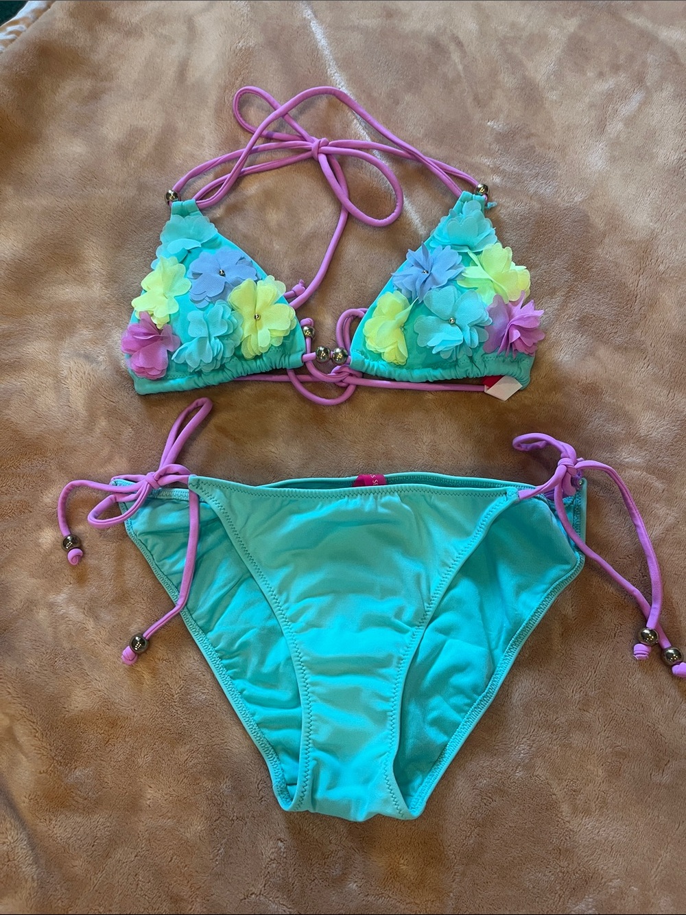 Vintage Victoria’s Secret mint green and purple string bikini